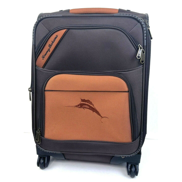 Tommy Bahama Brown Rolling Travel Suitcase Luggage Expandable Marlin 21" - Picture 1 of 11